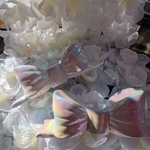 Iridescent Bow Decor Candle Holder
